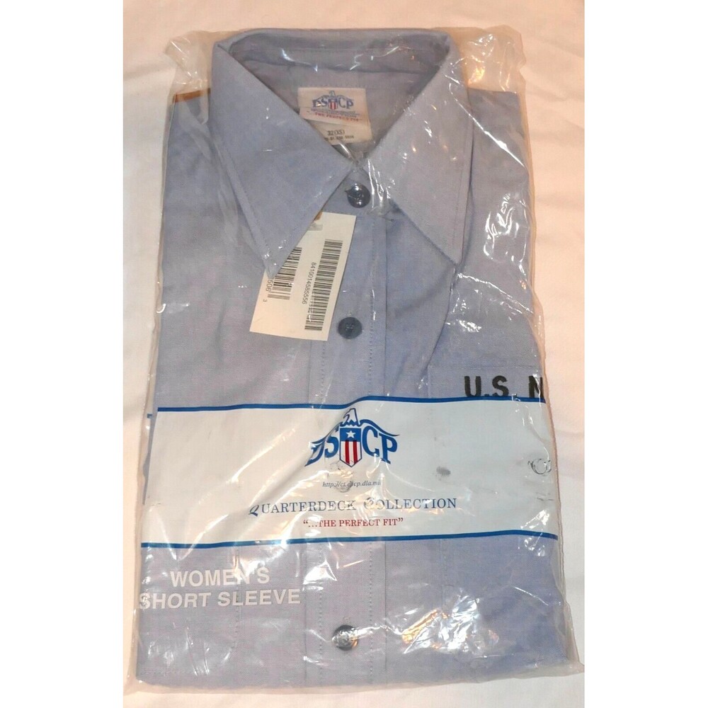 DSCP Quarterdeck Lite Blue Women's Short Sleeve Utility Work Shirt Size 32 NWT